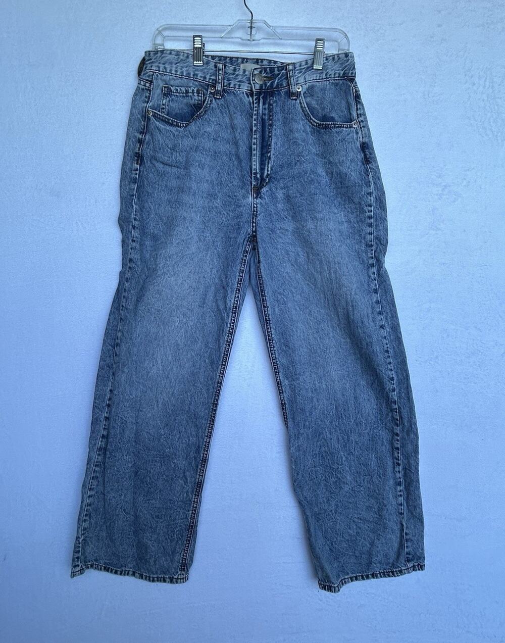 Simple Society Men's Flared Medium Wash Blue Denim Jeans Regular Fit 5-Pocket